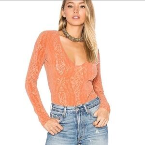 Free People On The Dance Floor Velvet Bodysuit Size Large